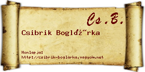 Csibrik Boglárka névjegykártya